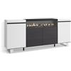 Skraut Home | Credenza, Mobile, Cucina | Madia, mobile ingresso | 200x87x35cm | 4 Porte | Camino elettrico | Design industriale | Stile moderno | Bianco e nero