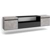 Skraut Home | Mobile TV Soggiorno | Ampio spazio a disposizione | 200x45x35cm | Per TV fino a 80 | Sospeso, da appendere | Stile moderno | Cemento