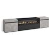 Skraut Home | Mobile TV Soggiorno | Ampio spazio a disposizione | 200x45x35cm | Per TV fino a 80 | Camino elettrico | Stile moderno | Cemento