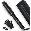 Aischens Spazzola Termica 38mm, Spazzola Rotonda con Schermo LCD 120-200 ℃, Spazzola Arricciacapelli per Capelli Lunghi e Corti, Spazzola Calda in Ceramica e Tormalina per Capelli (Nero)