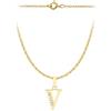CARISSIMA Pendente con iniziale V in cubic zirconia 9 x 13 mm su collana con catena Prince of Wales da 0,4 mm in oro giallo 9 ct di lunghezza 46 cm/18 pollici