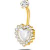 NovaNavel Piercing ombelico cuore bianco in oro con cristalli bianchi