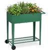 Relaxdays Aiuola rialzata, ripiano, Ruote, Giardino, Balcone e terrazza, AxLxP: 80 x 85 x 50 cm, aiuola Mobile, Verde