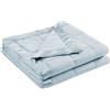 Madison Park Coperta Matrimoniale in Materiale Sintetico Effetto Piuma, con Bordo in Raso, Colore: Blu
