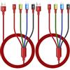 Minlu Cavo di Ricarica Multi USB da 2 Pezzi 1,8M, Cavo di Ricarica Rapido 4-in-1 con Adattatore per Porta Dual IP/Type-C/Micro-USB per Telefono/Tablet/Samsung Galaxy/Google Pixel/Sony/Huawei e Di più