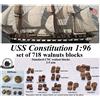 HiSModel Revell USS Constitution, United States 1:96 - set di 718 blocchi di noce per ...