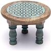 XdeliX Tavolo altare fiore della vita blu in legno di mango - rotondo - Ø 15 cm x altezza 10 cm - 210 g - piedistallo in legno per cristalli, pietre preziose, figurine - tavolo altare, meditazione