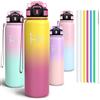 Motswedi Borraccia Termica, 1000ml, Borraccia Acciaio Inox, Riutilizzabile, Bottiglia Termica, senza BPA, Borracce - Dorato & Rosso Rosa