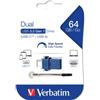 Verbatim - Memoria USB 3.0 Store 'N' Go Dual Drive - USB-A - USB-C - 64 GB - 49967 (unità vendita 1 pz.)