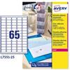 AVERY Etichette adesive L7551 - in poliestere - laser - permanenti - 38,1 x 21,2 mm - 65 et-fg - 25 fogli - trasparente - Avery (unità vendita 1 pz.)