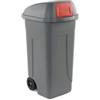 Mobil Plastic Bidone mobile Push - con coperchio - 49x54x95 cm - 100 L - grigio-rosso - Mobil Plastic (unità vendita 1 pz.)