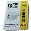 MKC Caricatore USB - 35W - 1 USB-C + 1 USB-A - Bianco -MKC Melchioni (unità vendita 1 pz.)