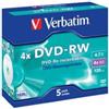 Verbatim - Scatola 5 DVD-RW - Jewel Case - serigrafato - 43285 - 4,7GB (unità vendita 1 pz.)