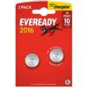 Energizer Micropila Eveready Lithium CR2016 - 3V - a pastiglia - litio - Energizer - blister 2 pezzi (unità vendita 1 pz.)