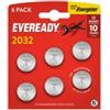 Energizer Micropila Eveready Lithium CR2032 - 3V - a pastiglia - litio - Energizer - blister 6 pezzi (unità vendita 1 pz.)