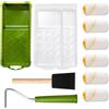 YiBaiBrush Set di rulli colorati in microfibra, 5 cm (2 pollici), piccoli rulli di colore con vasca e supporto, mini rotoli per lavori di pittura, accessori colorati per la pittura di casa