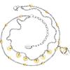 Engelsrufer Cavigliera Hearts Bicolor da donna | acciaio inossidabile argento e oro rosa | design a cuore | 22 + 5 cm regolabile | elegante gioiello estivo