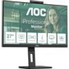 AOC Q27P3QW USB Hub Monitor 27 pollici WQHD, 100Hz, IPS, 4ms GtG, altezza regolabile, Web cam, Speakers,TBC, (2560x1440 HDMI 2x 1.4 DP 1x 1.2) nero