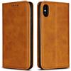 Copmob Cover iPhone X,Cover iPhone XS,Flip Portafoglio Custodia in Pelle,[4 Slot][Supporto Stand][Chiusura Magnetica],Caso Cover Libro Custodia per iPhone X/XS - Cachi