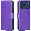 32ndShop 32nd Custodia a Portafoglio in Pelle PU per iPhone 17 Pro (6.3), Case con Slot per Sched di Blocco RFID, Chiusura Magnetica e Supporto integrato - Viola