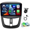 Inefala 4+64G Autoradio per Peugeot 207 2006-2015 Android 15 mit 9'' In-Cell Schermo Soporta Wireless Carplay und Android Auto Mirror Link Radio FM/RDS GPS WIFI Bluetooth SWC Telecamera Posteriore