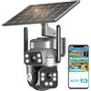 GENBOLT 4G Solare Telecamera Esterno Senza Fili di Sicurezza Esterni, AOV Registrazione 24/7, 3MP+3MP IP Videocamera Sorveglianza con Rilevamento AI a SIM Card, CCTV Camera Batteria 8W 14400mAh
