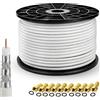 Premium X Cavo coassiale PremiumX PROFI PRO 135 dB schermato a 5 vie, rame puro 100 metri Cavo antenna SAT 100m 135dB + 10x F-Plug 8,00mm a colori GOLD 0