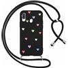 Foonary Cover con Cordino per Samsung Galaxy A20e 5,8, Custodia con Laccio Collana Tracolla Aesthetic Disegni Morbido Antiurto TPU Necklace Regolabile Protettiva Corda Case per Samsung A20e, Cuore