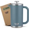 Campo Libre.® GIORGIO - French Press in Acciaio Inossidabile, Doppia Parete Isolata - Caffettiera Francese con Filtro di Ricambio - Lavabile in Lavastoviglie - Blu, 1000ml, 1l