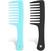 FdcLixuvol 2 pettini a denti larghi, mini spazzole per capelli ricci portatili da viaggio, in plastica, per capelli lunghi, bagnati, asciutti, lisci e spessi, per lo styling della doccia (nero, blu)