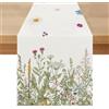 Brylleii Runner da Tavola Moderno Floreale Primavera 40 x 100 cm Rustico Runner da Tavolo Lino Lavabile Estivo Centro Tavola Letto Decorazioni Elegante Tovaglia per Soggiorno Sala da Pranzo Cucina