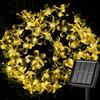 Fonysien Solare Catene luminose per esterni, 5M 50LED Impermeabili Fiori di Ciliegio Luci Solari 8 Modalità Lucine Esterno Solari per Festa Nozze Terrazza Natale Decorazione
