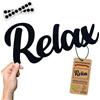 DKWRK3D Scritta Relax - Targa da Parete - Decorazione da Parete - Spa Meditation Yoga - Adesivo per la Casa in Plastica (L)