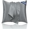AliLeader Federa per cuscino 60 x 60 cm, in raso molto morbido, set di 2, cura della pelle e dei capelli, federa 60 x 60 cm, colore: grigio scuro, 60 x 60 cm
