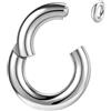 BodyAce F136 Titanio Septum Piercing Naso, 2G 4G 6G 8G 10G 12G Clicker Segmento Grande Pa Ring, Nero Bcr Ring Piercing Orecchio Dilatatori Cerchio Body Jewellery [Argento;2G,Cerchi:16mm]