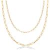PAVOI Collana a strati da donna, placcata in oro 14 carati, con catena a serpente, maglia barbazzale, catenine a strati con graffette, collana alla moda a strati, Oro Giallo, Zirconia cubica