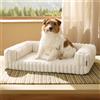Bedsure Cuccia Ortopedica per Cani Media - 76x51x16,5cm Letto Ortopedico in Memory Foam con Bordi, Impermeabile, Base Antiscivolo e Fodera in Velluto a Coste Sfoderabile, Crema