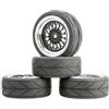 KEEDA RC Auto Pneumatici in gomma da 64 mm e 52 mm/2,05 pollici in plastica per 1/10 RC On Road Touring Racing Drift Car (profondità di inserimento 9 mm, nero e argento)