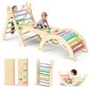 BlueWood Triangle Set 7-in-1 Giocattoli da Arrampicata Pieghevoli in Legno Montessori con Arco, Rampe e Scala - Palestra Indoor per Bambini - Arcobaleno
