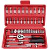 XxinXrong Set di 46 chiavi a bussola da 1/4 pollici, set di punte a bussola, con morsetto rapido e cricchetto reversibile per riparazione auto casa (rosso)