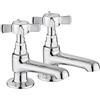 JASSFERRY - Coppia di rubinetti per lavabo, con manico a croce in ceramica, per lavandino da 1,2 cm