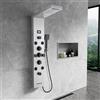 KEOKBON 6 in 1 Pannello doccia LED, set doccia con pannello in acciaio inox 304 con display LCD temperatura, cascata e doccia a pioggia, 8 ugelli massaggianti, doccetta e ingresso vasca da bagno