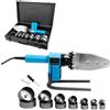 S-Polytec Saldatrice professionale a manicotto per saldatura di testa di PPR, PE, PVC, PP, PB, PPN 16-63 mm, saldatrice per tubi di plastica in valigia, display digitale fino a 300 °C (saldatrice per muffe, PPR
