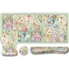 MOSISO Fiori Spliced Set Supporto Poggiapolsi Tastiera&Mouse,Tappetini,Large Tappetino Mouse&Tastiera&Tappetino Mouses&Coaster,Mat Mouses Ergonomico Non-Slip Easy Tipo Memory Foam Casa Ufficio, Verde