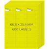YIKIADA Etichette per indirizzi stampabili al neon gialle 66,8 × 25,4 mm autoadesive in vinile etichette vuote per spedizione adesivi rimovibili per etichette di spedizione per stampante laser a getto