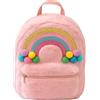 minimutz Zaino per l'asilo, arcobaleno, peluche, per bambini, morbido, zaino per il tempo libero, per l'asilo Kita con tasca frontale, 26 x 23 x 5 cm, 3 l, Arcobaleno con pompon, Kleine
