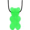 ATC Handels GmbH ARK - Collana da masticare con orsacchiotto gommoso, senza sostanze nocive, in 3 gradi di durezza, supporto sensoriale per bambini e adulti, cordoncino regolabile (morbido, verde trasparente)