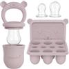 Broemba Ciuccio per Frutta Bebè 3 Ciucci Stampo Ghiaccio Silicone Rosa | Morditore per frutta con anello, 3 ricambi e stampo per il ghiaccio. Colore rosa. Dai 6 mesi. Lavabile in lavastoviglie.