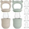 Broemba Ciuccio Sgranocchio Neonato Set 2 Beige Verde Silicone Senza BPA