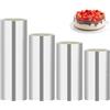 AiQInu Torta Collare, 4 Rotoli Acetato per Pasticceria, 6cm/7cm/8cm/10cmx10m Rotolo di Nastro Acetato per Dolci Trasparente, Rotoli Trasparenti in Acetato Fogli, Acetato per Pasticceria, per Mousse